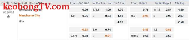  Soi tỉ số trận Newcastle - Manchester City và Arsenal - Leicester