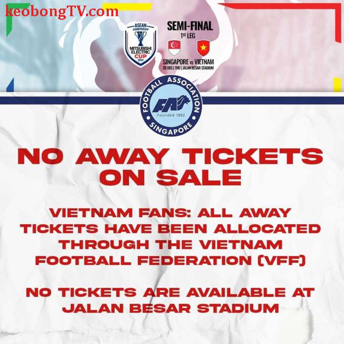 CĐV Việt Nam tại Singapore phản ứng vì cách bán vé AFF Cup của chủ nhà